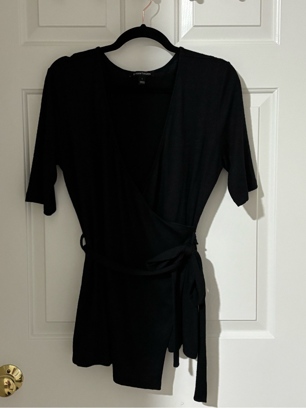 41 Hawthorn Black Wrap Tunic with Side Tie